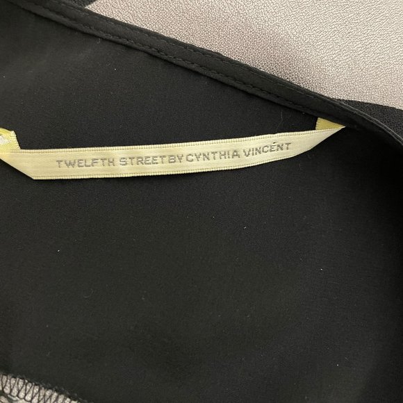 Cynthia Steffe Medium Twelfth Street Silk Black Silver Abstract Shift Dress - Picture 5 of 7